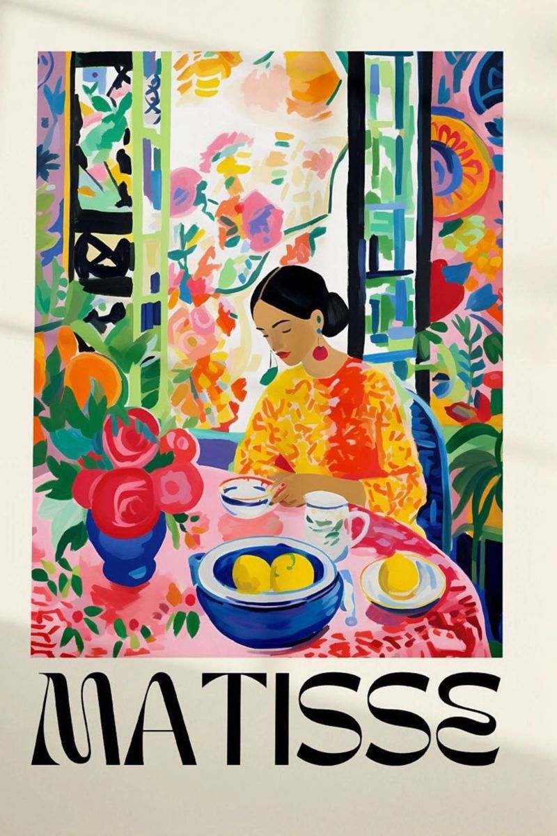 tablecloth orange dress henri matisse poster with wooden frame by glempo shop