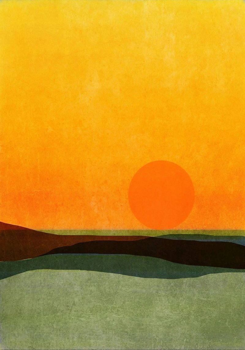 sun horizon landscape sunset sunrise abstract poster by Jhon W Caquimbo