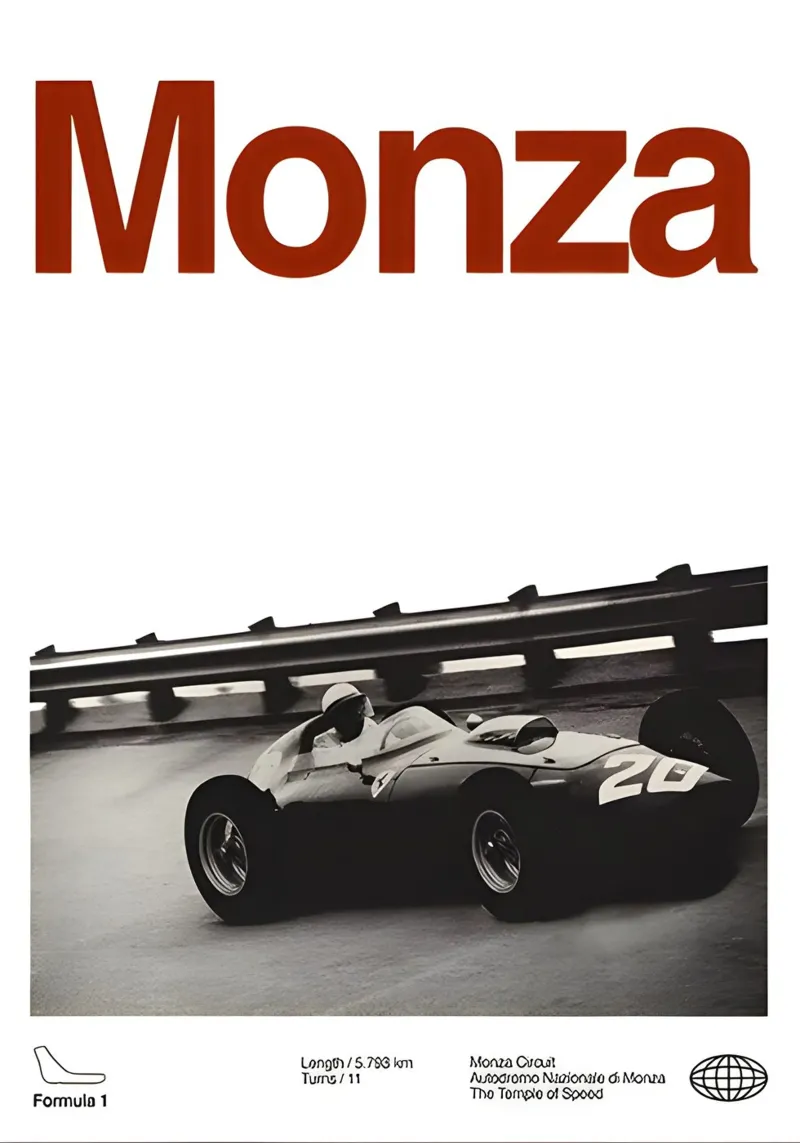 Grand Prix de Formule 1 de Monza poster avec cadre en bois de AUTOSHOOT
