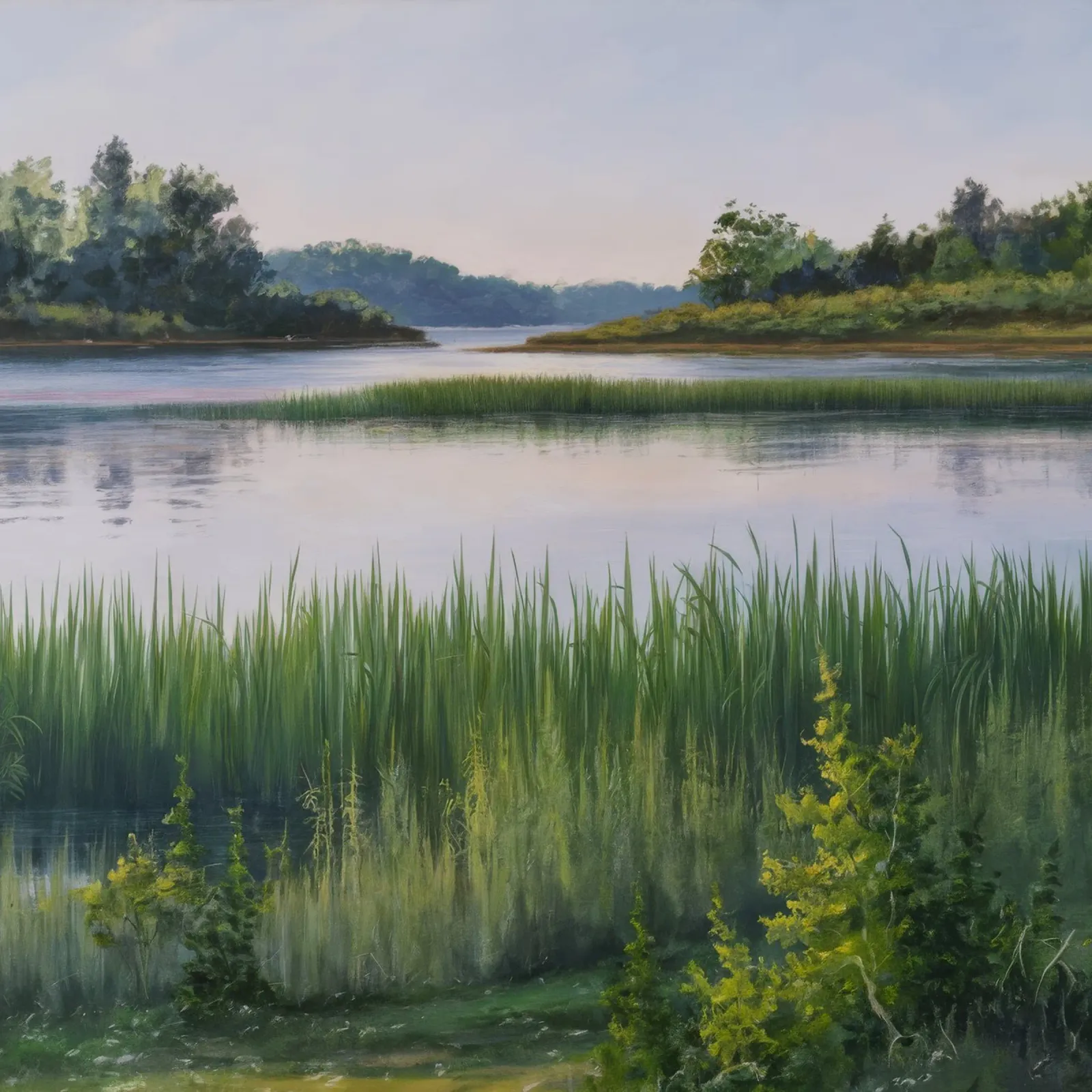 Ruhige Aussicht auf den See Acryl-Glas von Verve Pigments