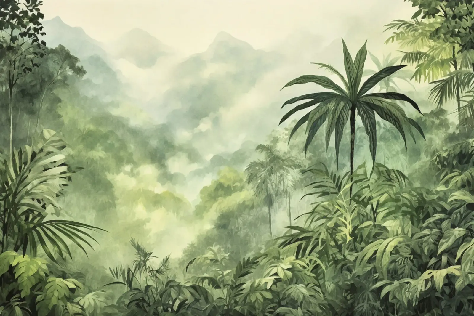 Palmeto tropicale Fuga verde e lussureggiante tela da Andrea Haase Modern Home