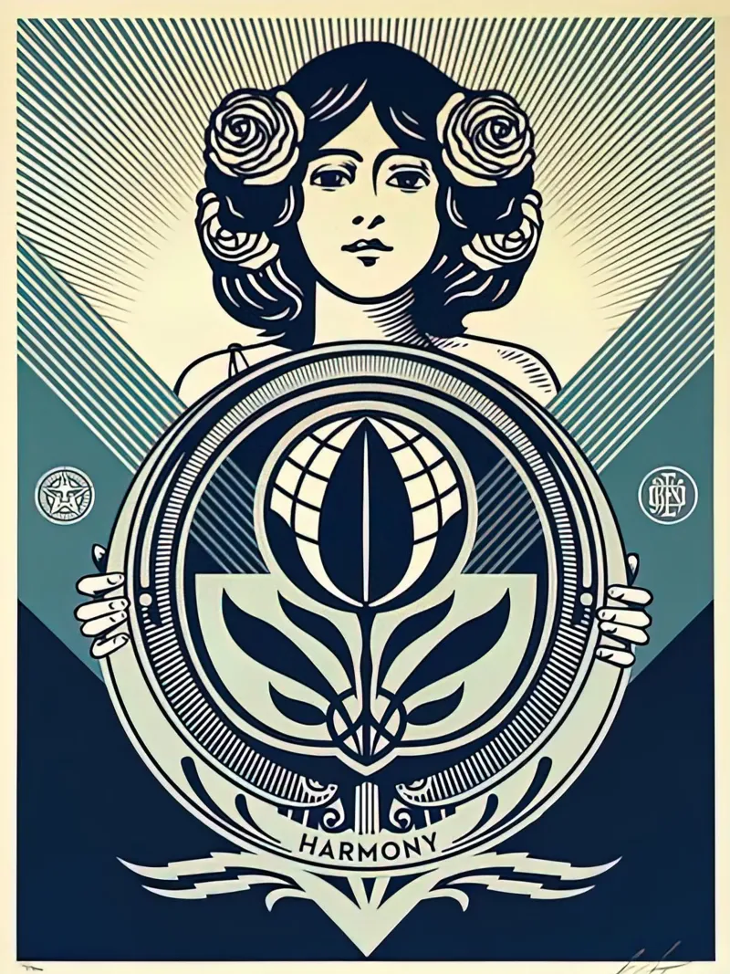Shepard Fairey - Proteggere la biodiversità - Coltivare l'armonia carta hahnemühle da American Poster