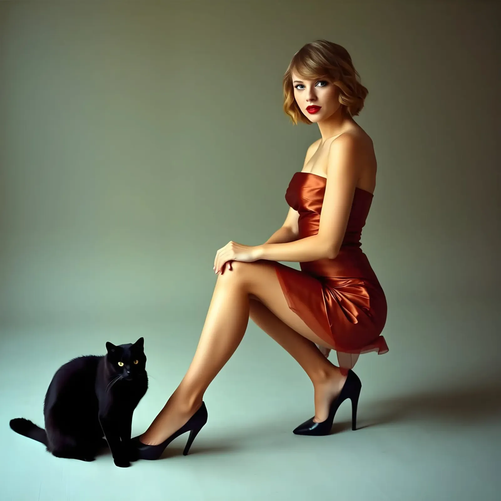 Bionda con gatto pellicola backlit da Anita's Dream