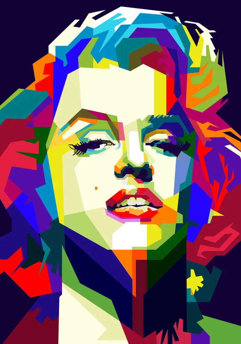 Marilyn Monroe attrice iconica WPAP Trending Now poster con telaio in alluminio da Artkreator
