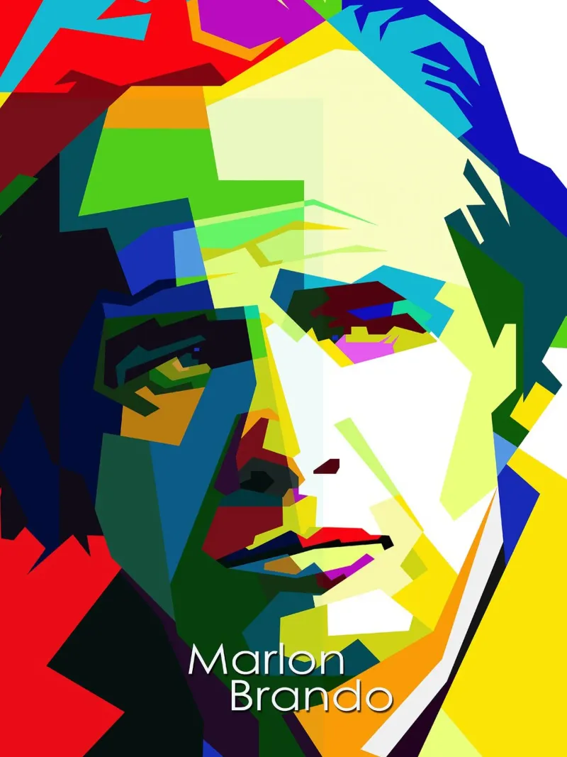 Marlon Brando Leggenda di Hollywood Attore WPAP Trending Now poster con telaio in alluminio da Artkreator