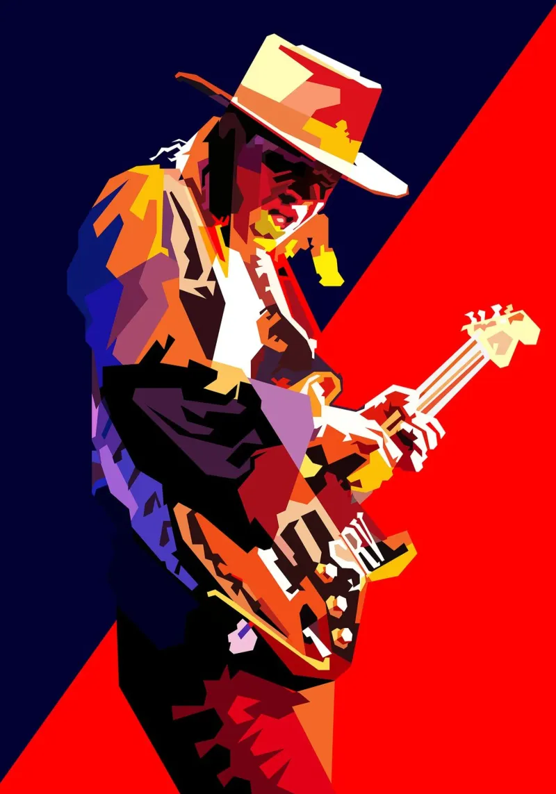 Stevie Ray Vaughan Chitarrista Musicista WPAP Trending Now pellicola backlit da Artkreator
