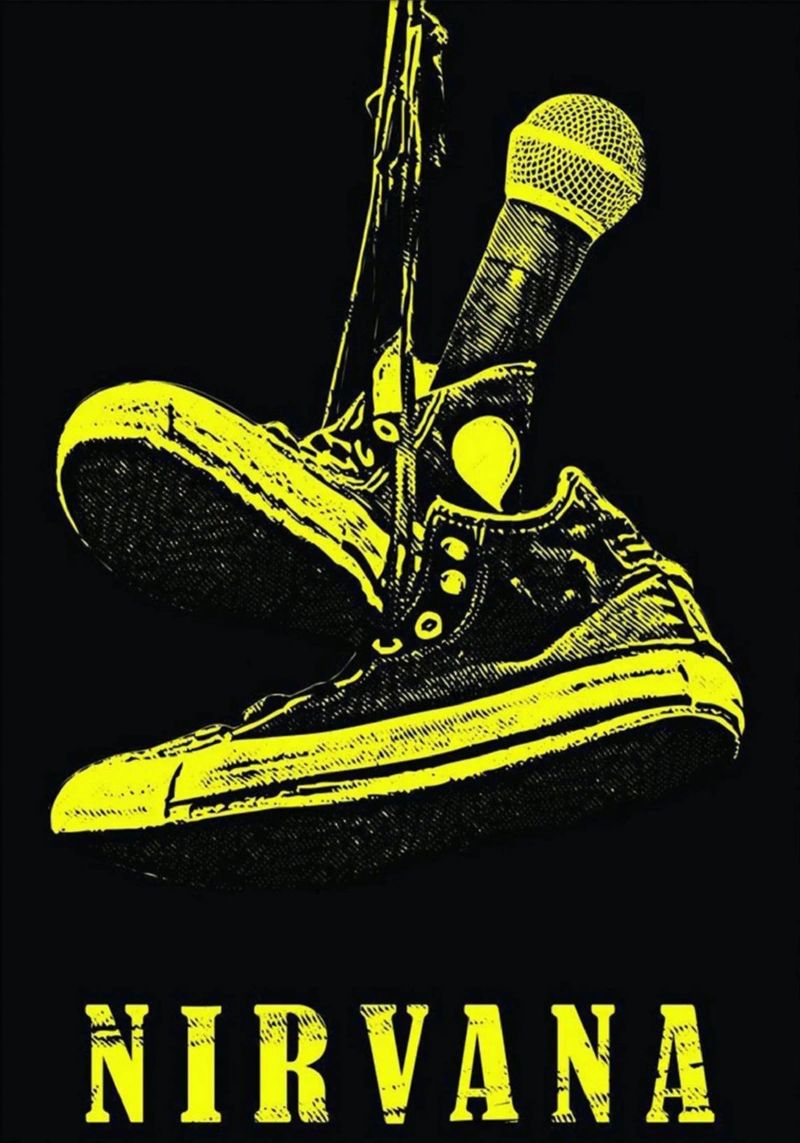 Grunge-Vibes: Nirvana Mic und Turnschuhe Poster von Has Fab