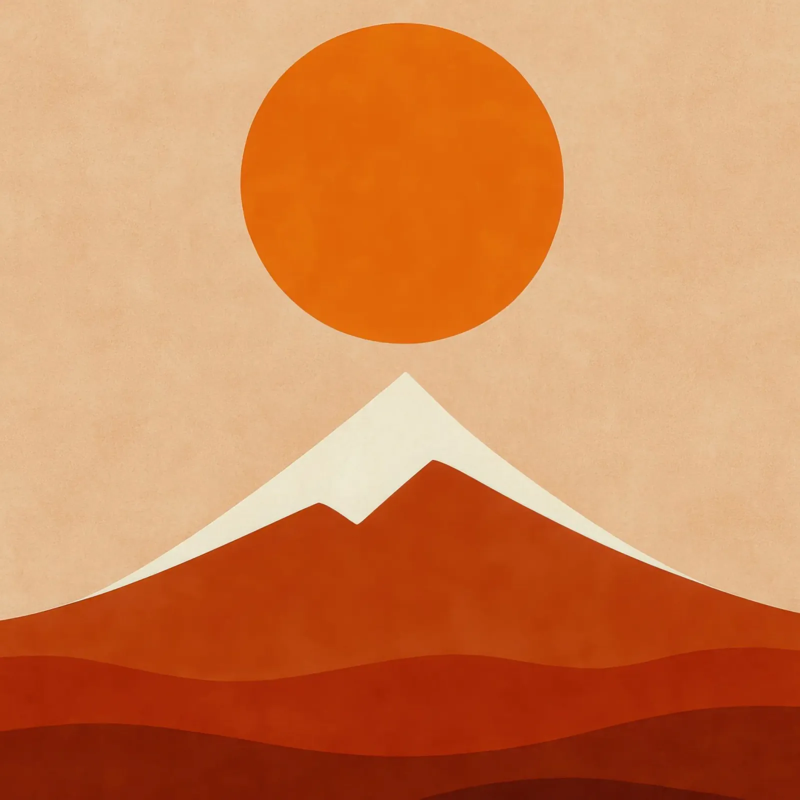 Monte Fuji - Sole nascente in seppia moderno poster con telaio in plastica da Affiches Soleil & Déco Lumineuse – Sunny