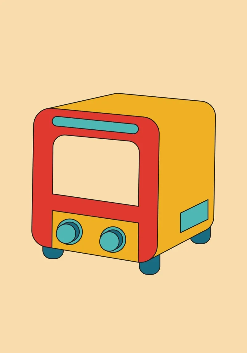 Oven Retro Old poster con telaio in alluminio da galihstudio