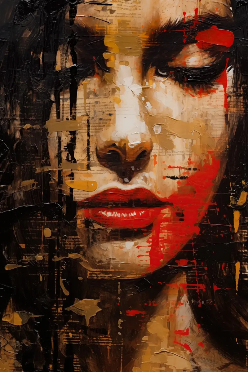 Abstract vrouwen gezicht canvas met Baklijst van Imagine