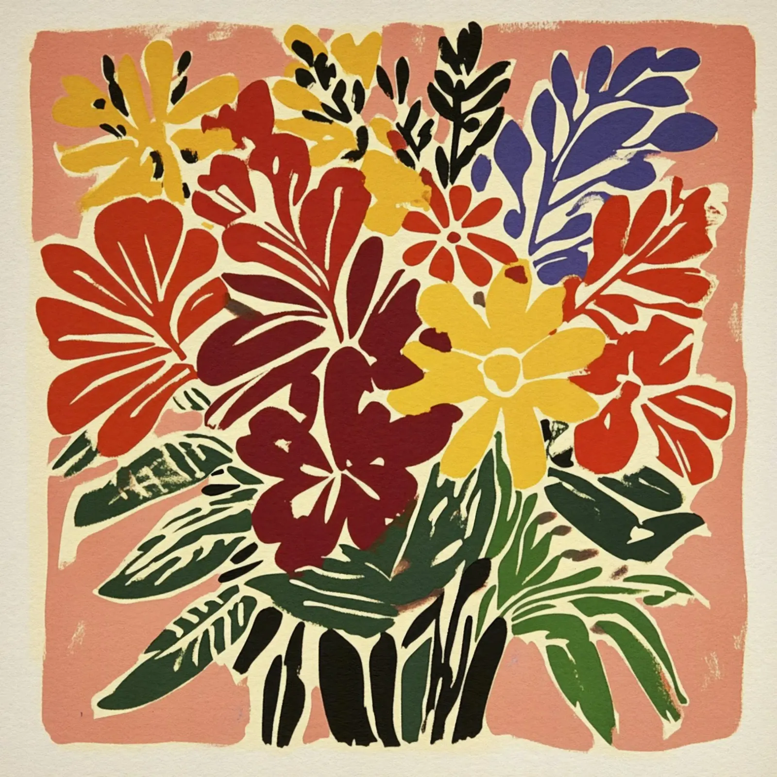 Audace bouquet floreale linocut in stile rétro del Medioevo pellicola backlit da Modern Muse