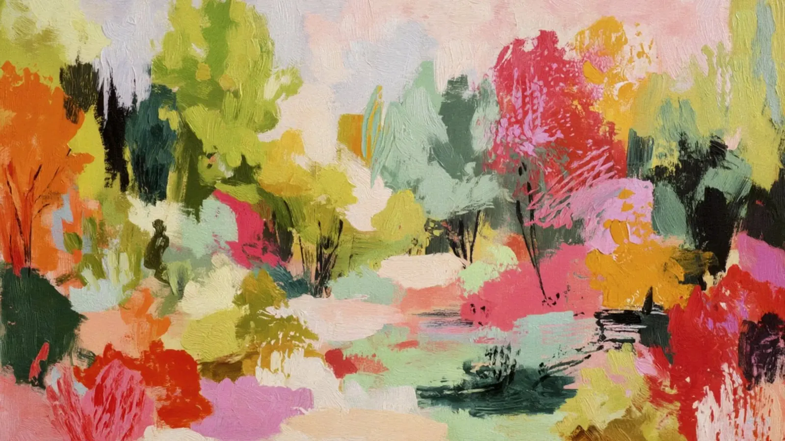 Dynamic Colorful Woodland Tree Scene canvas by Modern Muse