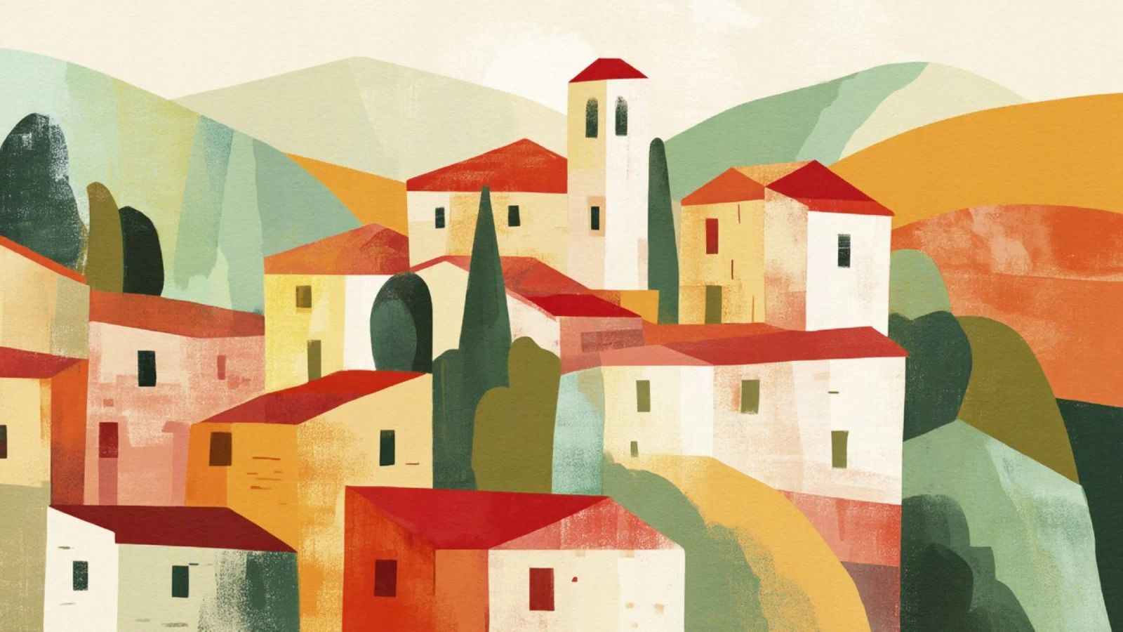 Paysage abstrait de Toscane Moderne du milieu du siècle poster de Modern Muse
