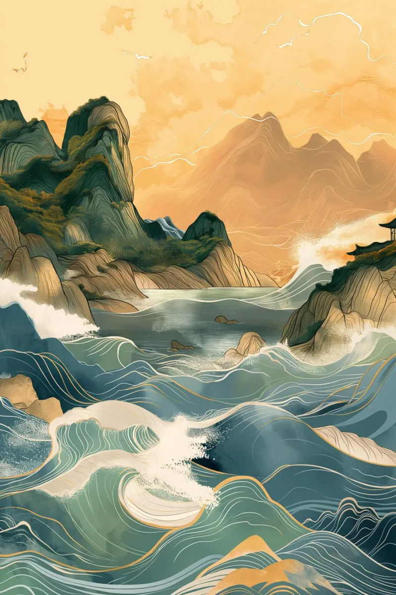 das plätschernde Meer Poster mit Holzrahmen von Imagine