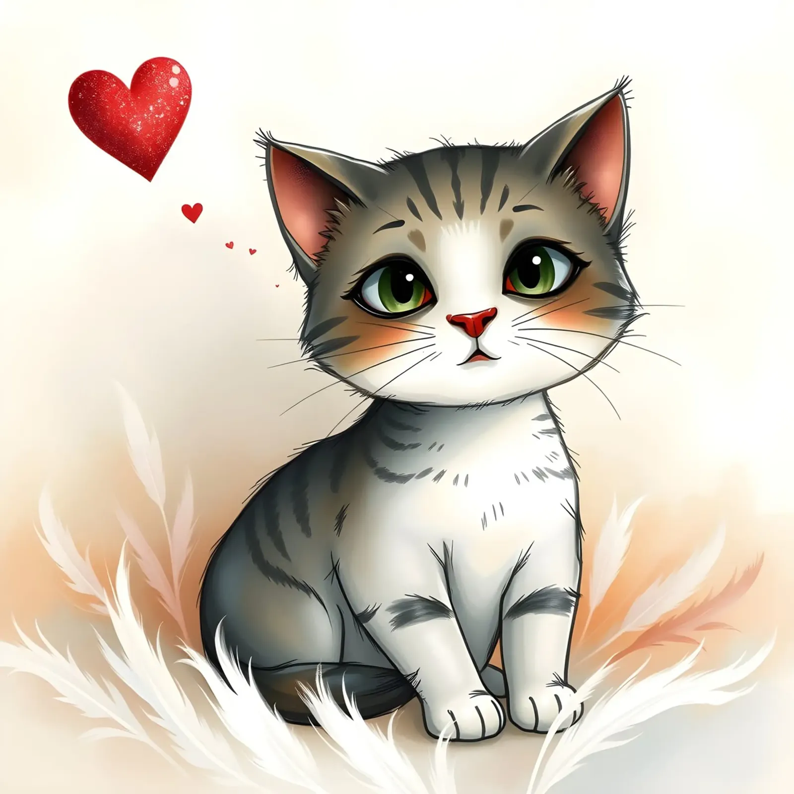 Kitten with a Heart canvas by Anita's Dream