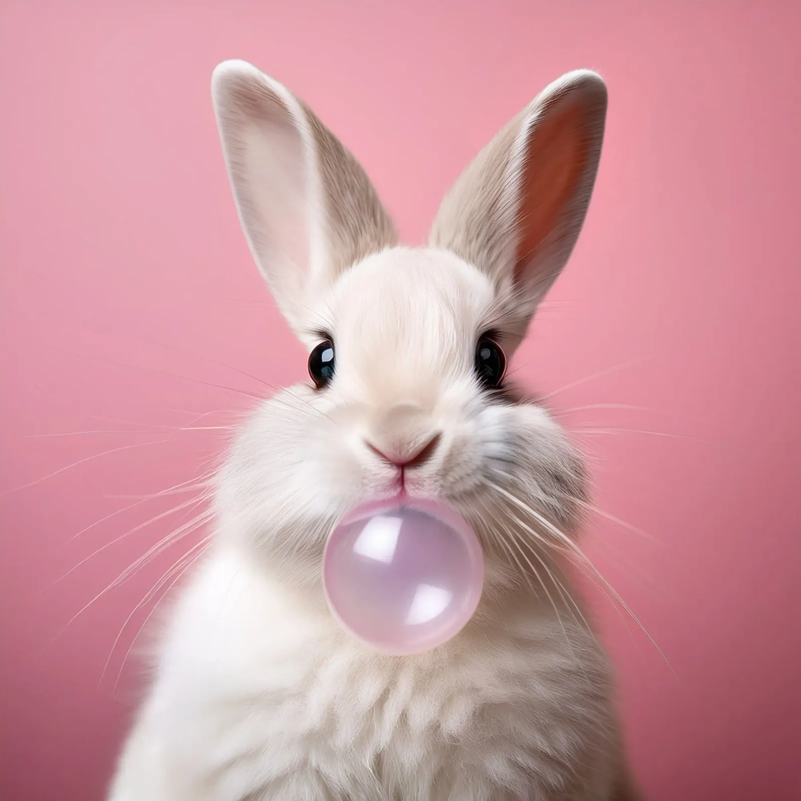 Bubblegum Bunny - Speelse Pastel Pop Art Print van dieren canvas van FlexiDesignsByK