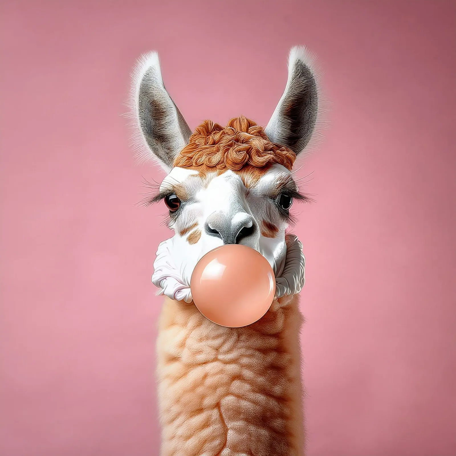 Lama con frangia riccioluta e gomma da masticare - Pop Art animale pastello carta hahnemühle da FlexiDesignsByK