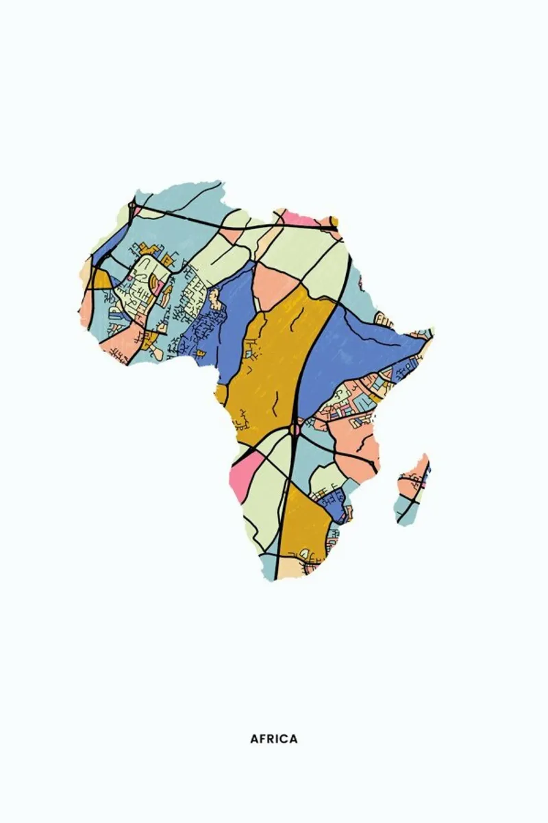 Africa poster with wooden frame by The Cartography Collection