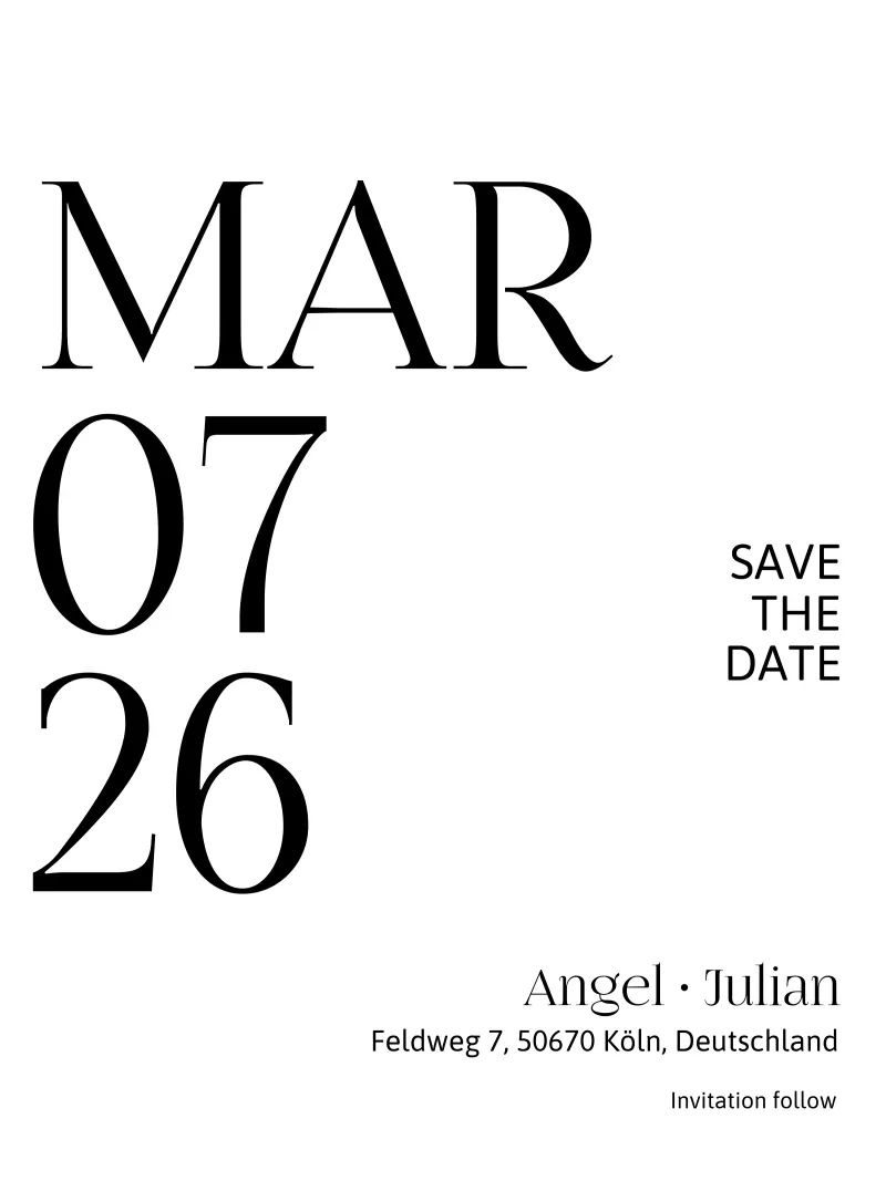 Invitation Personalization alu-dibond by YV TYPOGRAPHY
