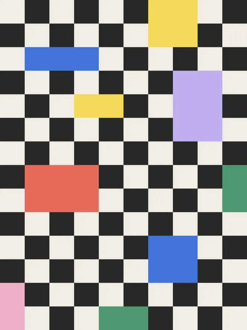 Bauhaus Checkerboard Pattern canvas with Floater frame by Paigaam Studio