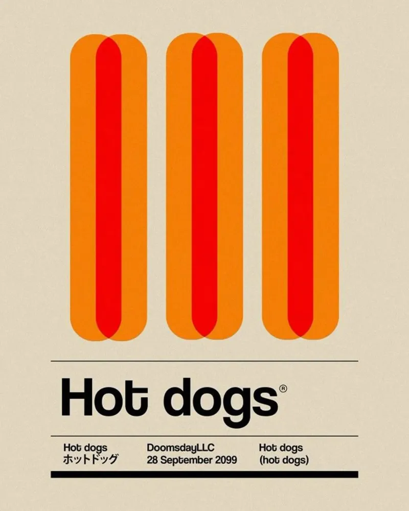 Minimalist Hot Dogs acrylic glass by Piere art Shops
