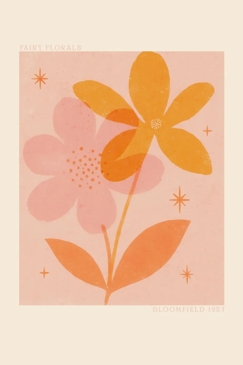 Fairy Florals No 02 poster con telaio in legno da treechild