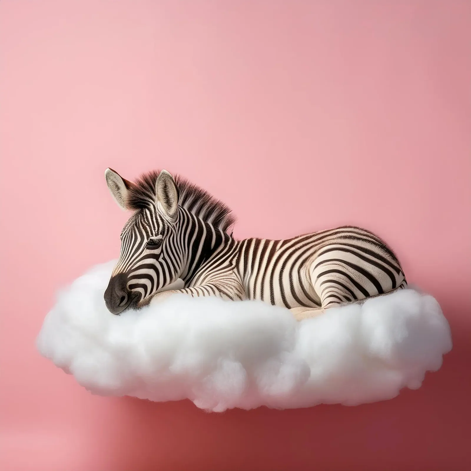 Zèbre en nuage - Art animalier fantaisiste rose pastel Prin alu dibond de FlexiDesignsByK