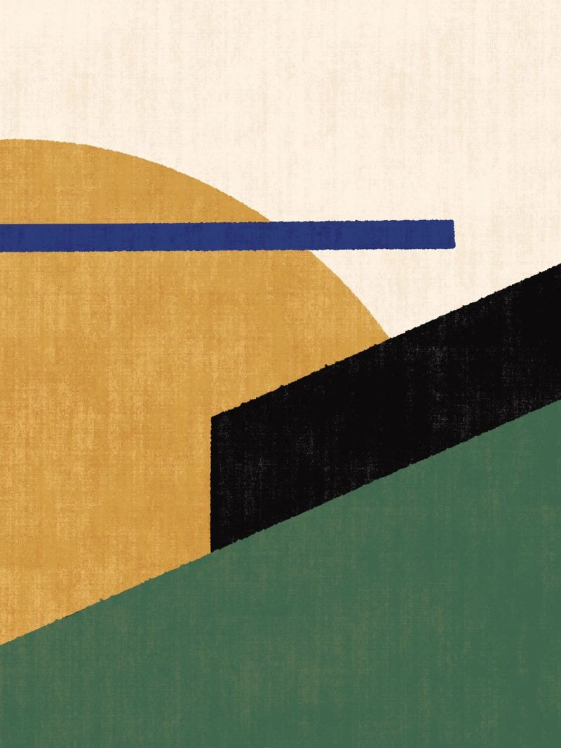 Geometrischer Compo 1 Filet Querformat - Gold Grün Leinwand von MoonlightPrint