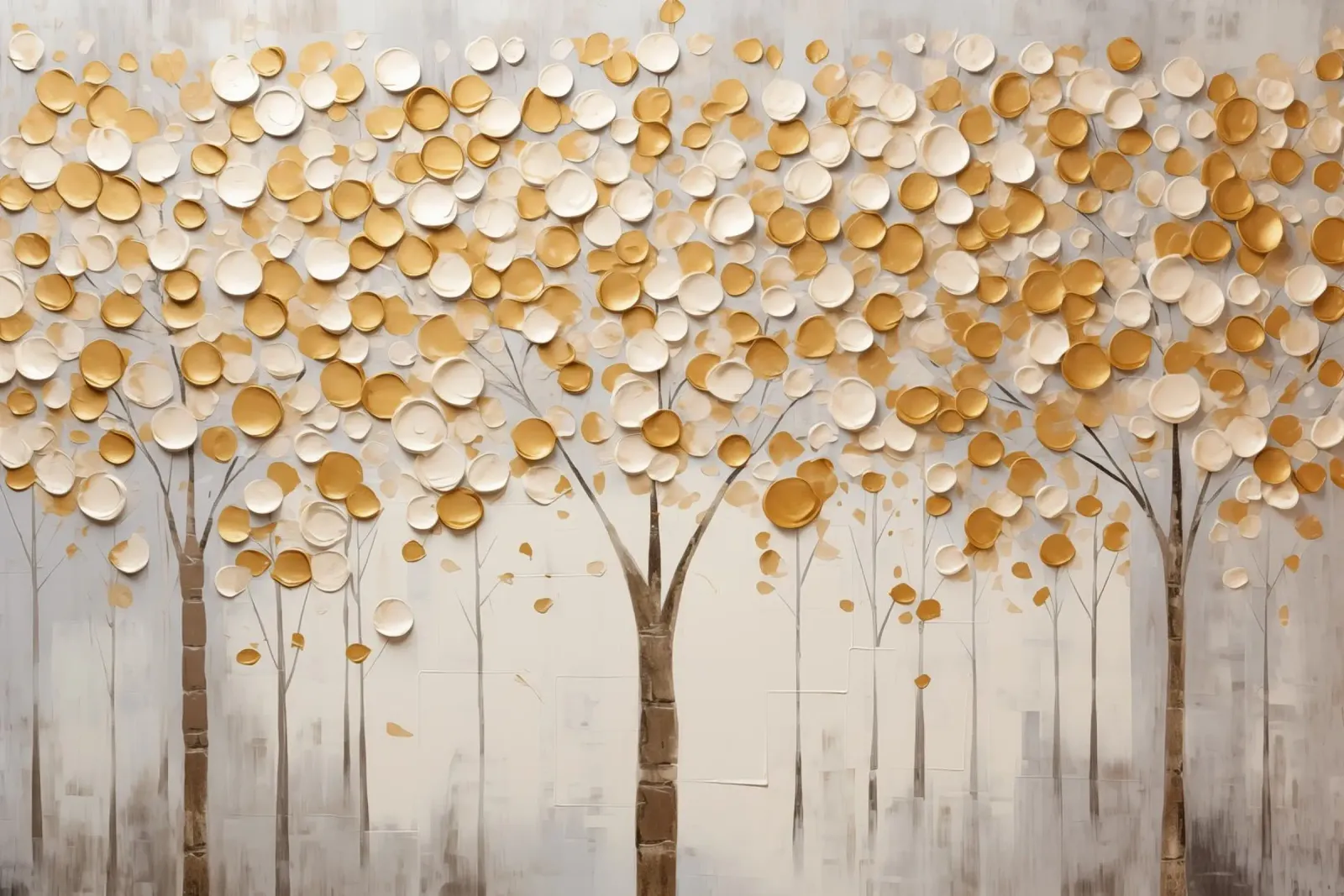 Abstract trees with golden tones hahnemühle by Imagine