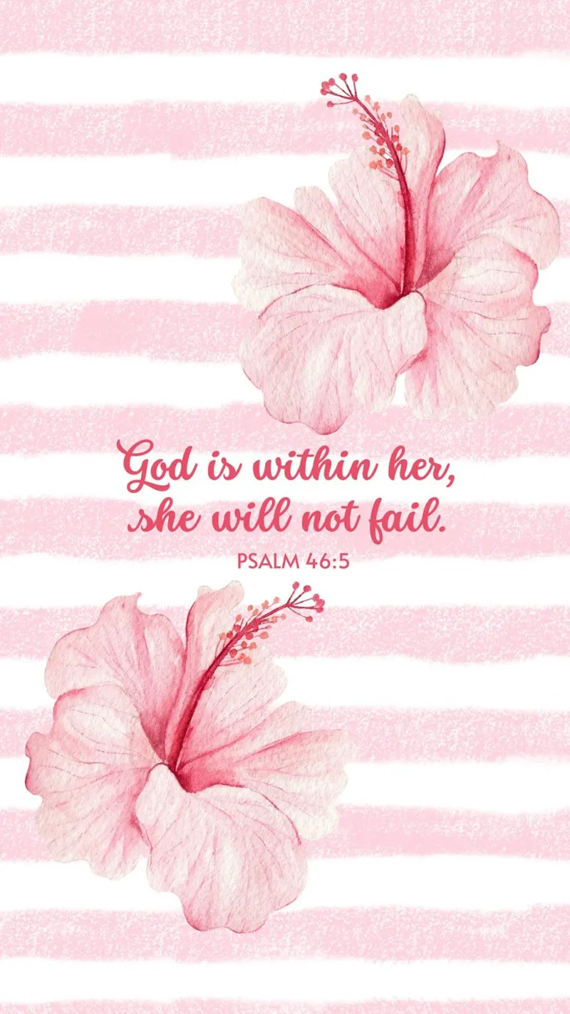 Hibiscus Flower in Pink Pattern with Christian Bible Verse poster con telaio in legno da Guiarts