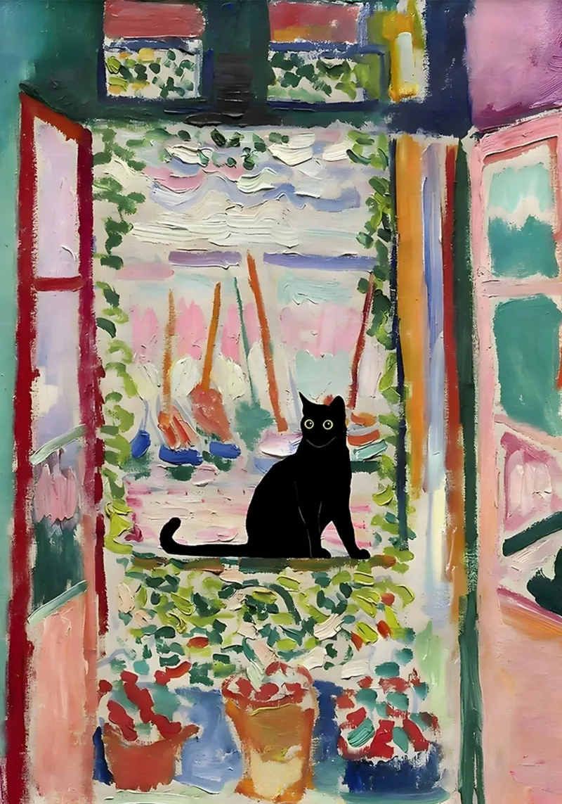 Stampa gatto Matisse Open Window pellicola backlit da MinaHome