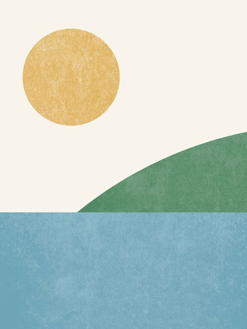Sonnige abstrakte Landschaft Leinwand von MoonlightPrint