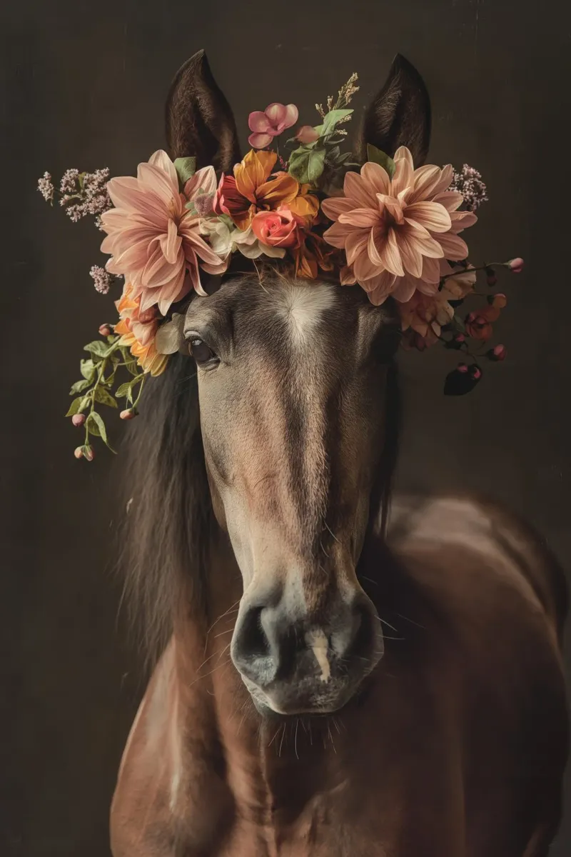 cavallo con fiori pellicola backlit da Imagine