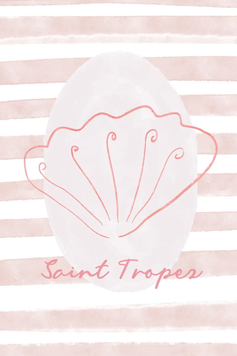 Poster Saint Tropez, impression de coquillages, poster de la mer poster avec cadre en bois de DolceVita