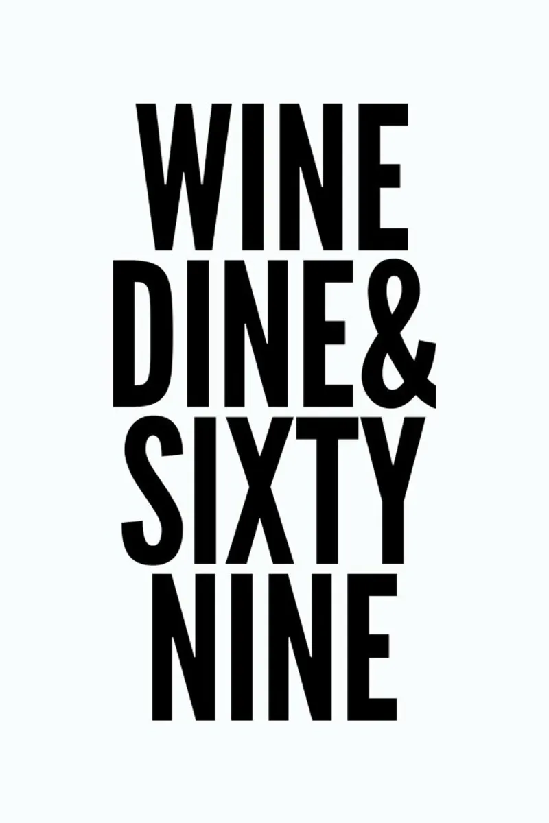 sixty-nine poster con telaio in alluminio da Mottos by Sinan Saydik