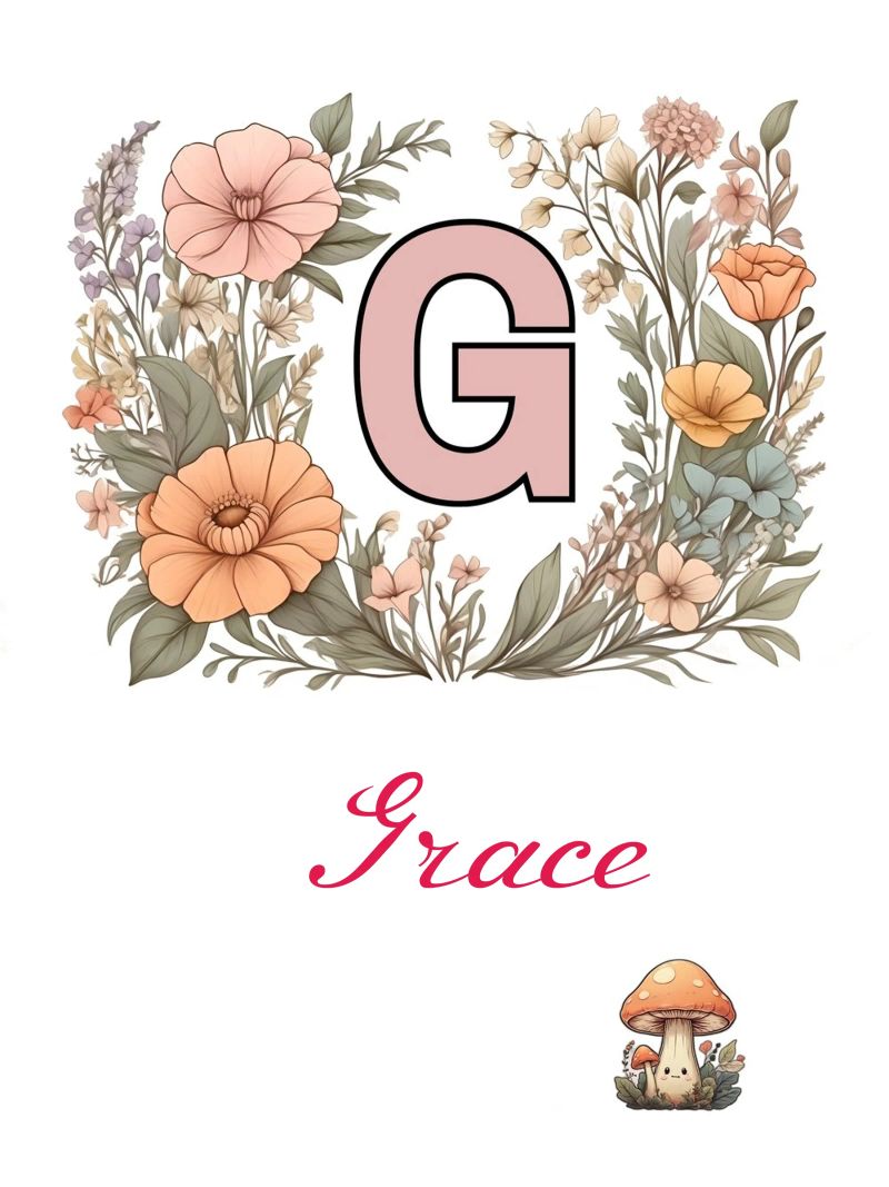 Personalized Floral initial Letter G Girl Name Wildflowers poster with aluminum frame by Cold Wild
