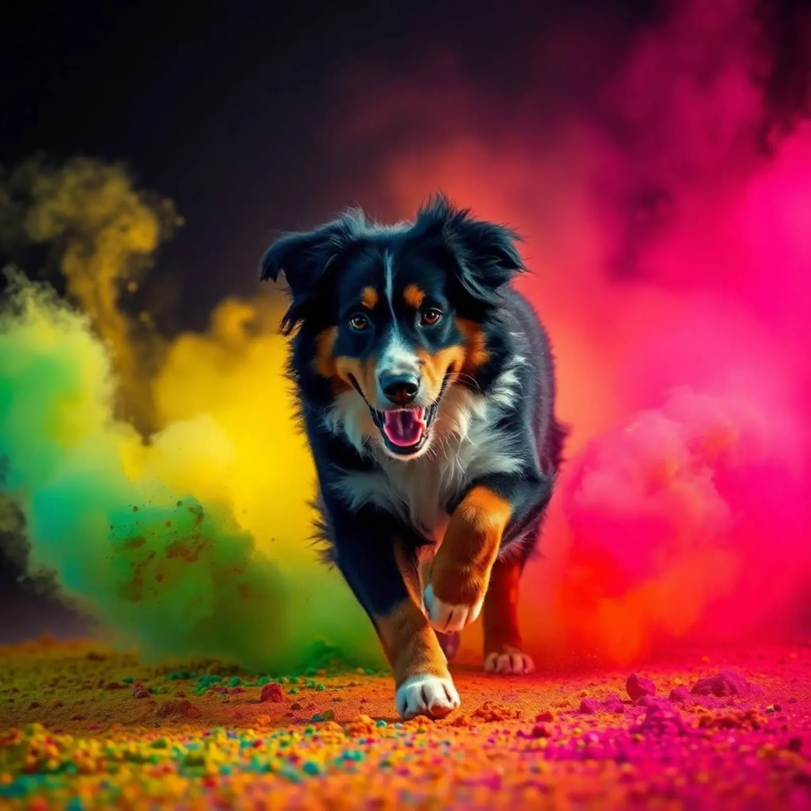 The colorful Bernese Mountain Dog #86 canvas with Floater frame by Yumis.Beargang.and.Me
