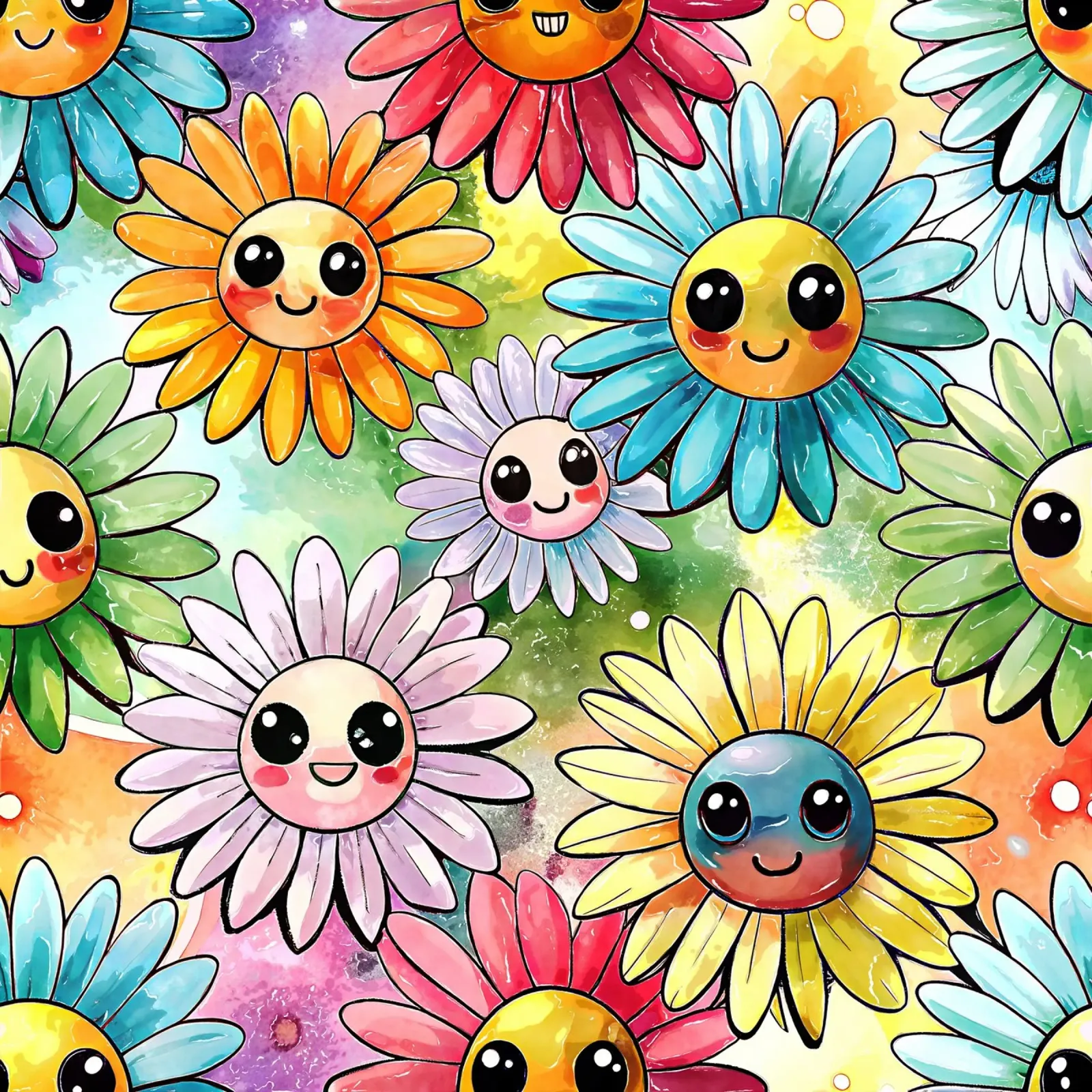 Margherite arcobaleno Kawaii alluminio dibond da Happy Littles