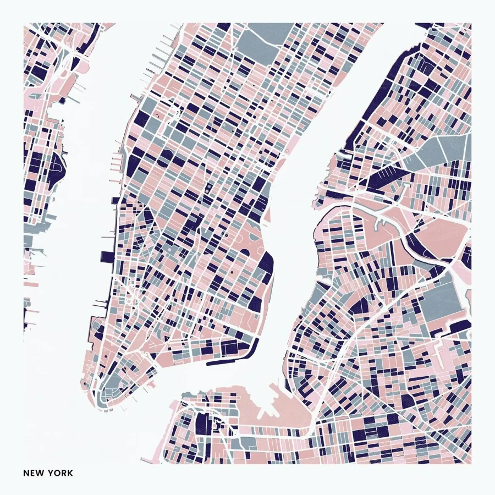 New York III poster with wooden frame by The Cartography Collection