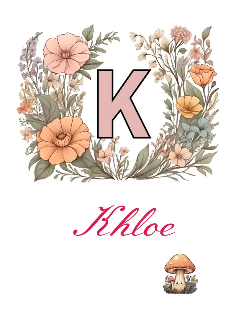 Personalized Floral initial Letter K Girl Name Wildflowers poster with aluminum frame by Cold Wild