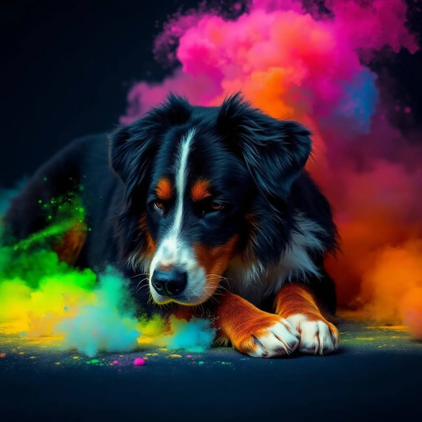 The colorful Bernese Mountain Dog #96 canvas by Yumis.Beargang.and.Me