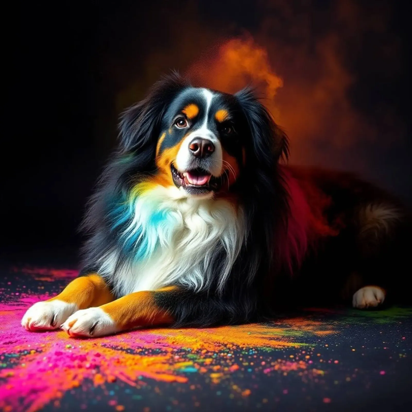 The colorful Bernese Mountain Dog #100 canvas with Floater frame by Yumis.Beargang.and.Me