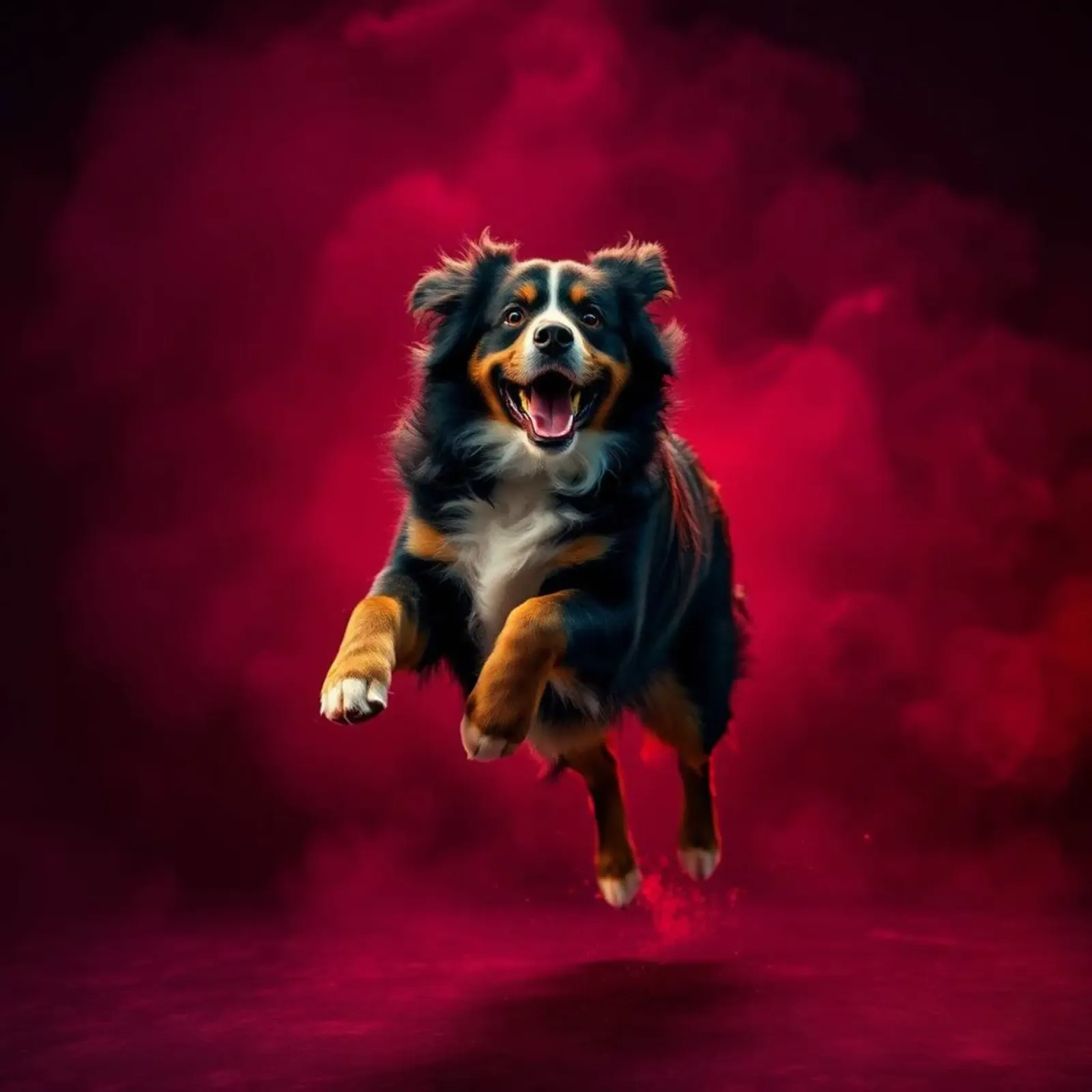 The colorful Bernese Mountain Dog #103 canvas with Floater frame by Yumis.Beargang.and.Me