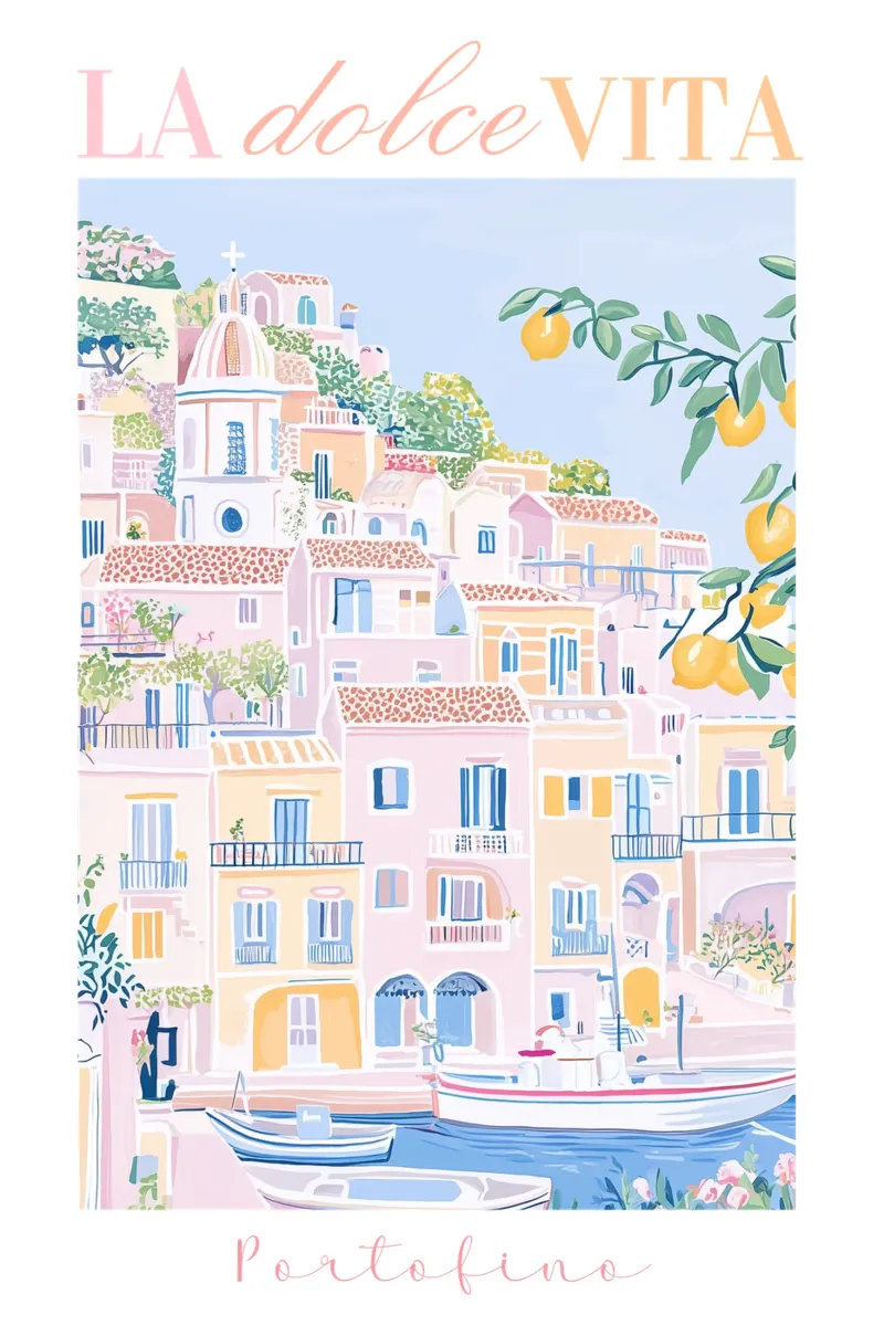 Stampa Italia, Illustrazione Italia, La Dolce Vita tela con Cornice a cassetta da Gaia