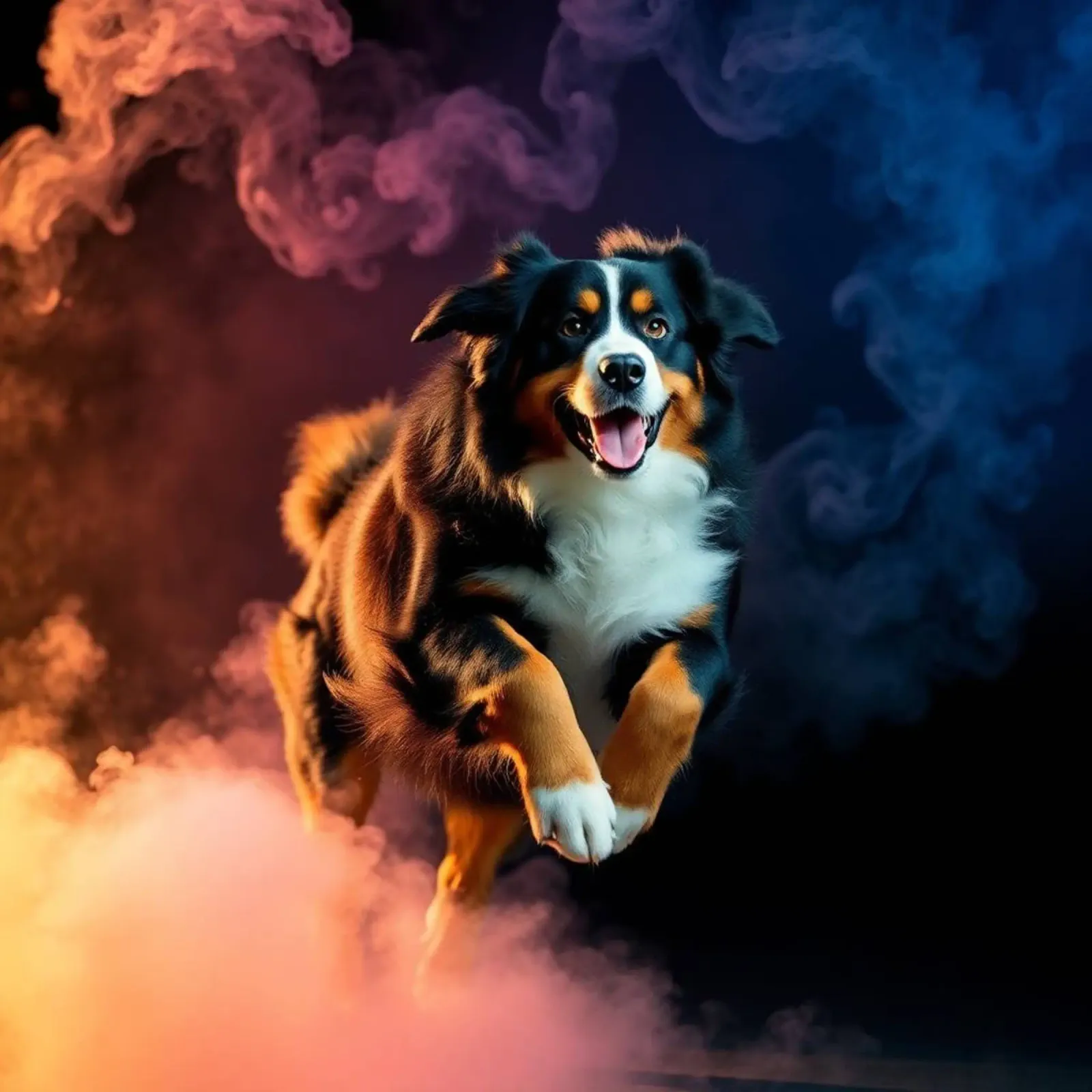 The colorful Bernese Mountain Dog #104 canvas with Floater frame by Yumis.Beargang.and.Me