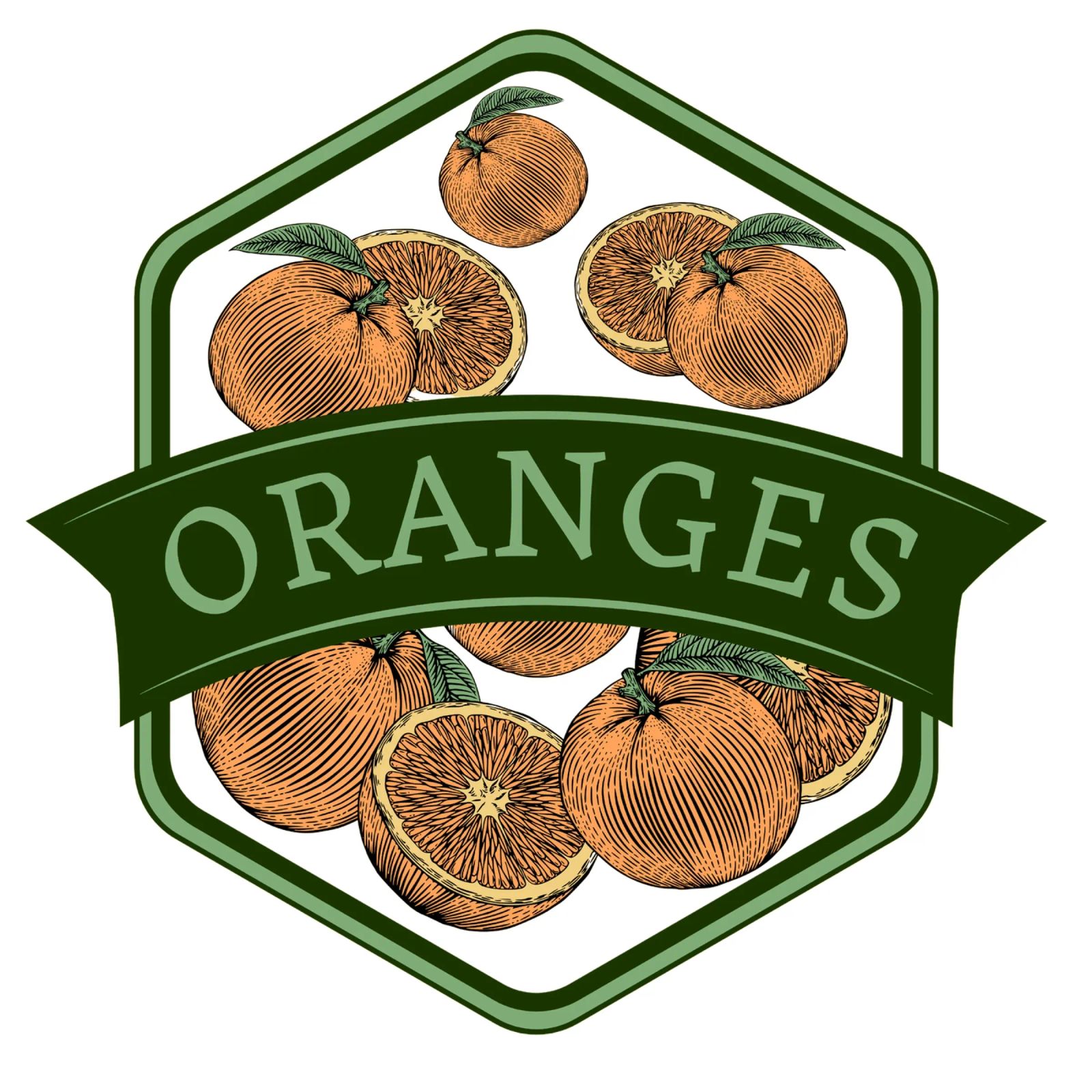 Oranges Vintage Badge | Citrus Fruit Art Print poster de Une Affaire de Filles
