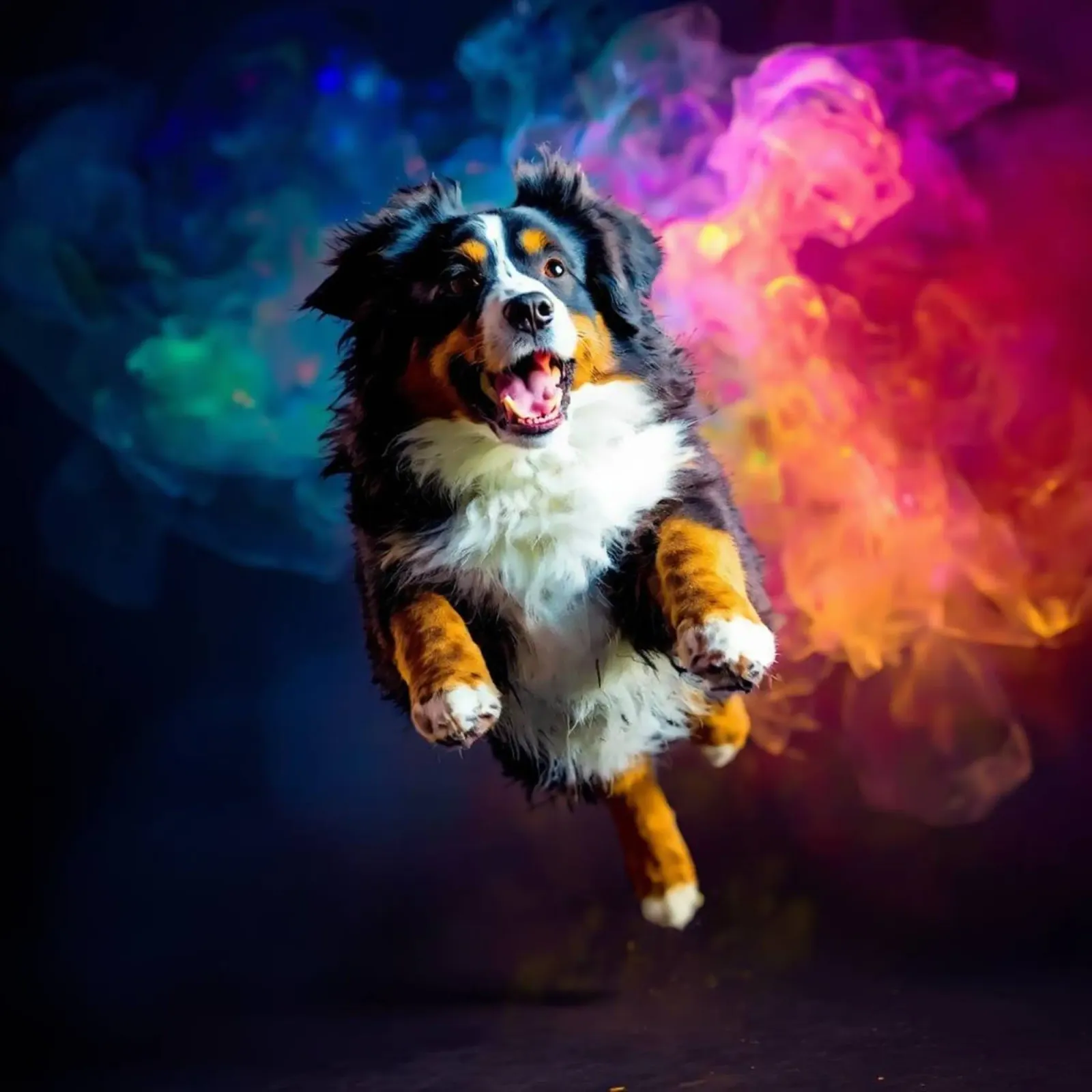 De kleurrijke Berner Sennenhond #105 canvas met Baklijst van Yumis.Beargang.and.Me