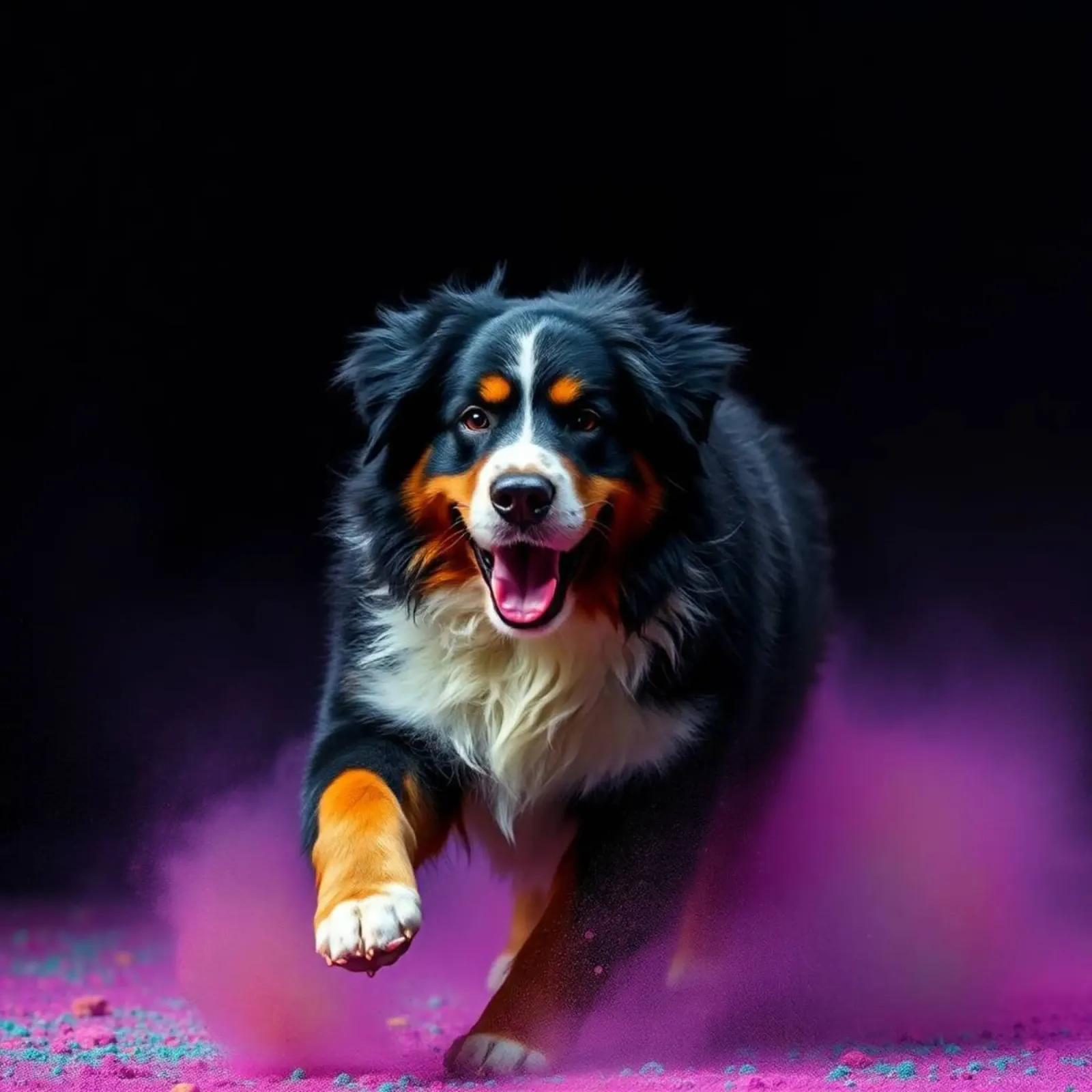 The colorful Bernese Mountain Dog #106 canvas with Floater frame by Yumis.Beargang.and.Me