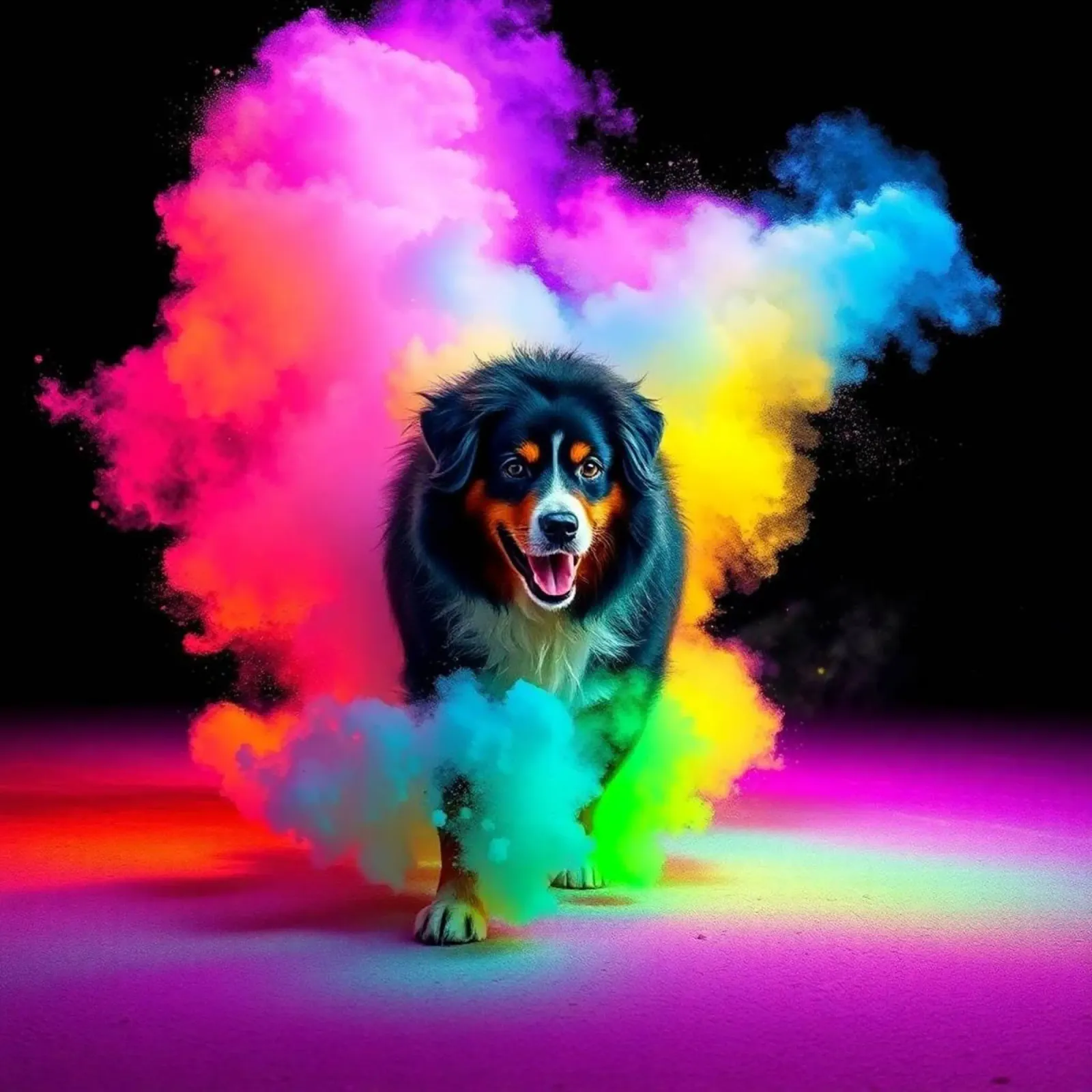 The colorful Bernese Mountain Dog #110 canvas with Floater frame by Yumis.Beargang.and.Me