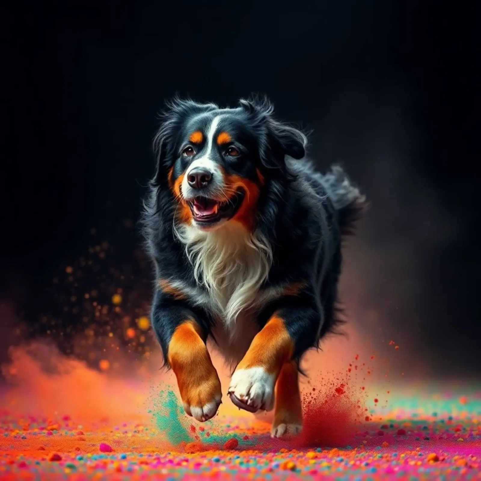 The colorful Bernese Mountain Dog #113 canvas with Floater frame by Yumis.Beargang.and.Me